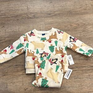 Old Navy Cream and Green Baby Pajama Top